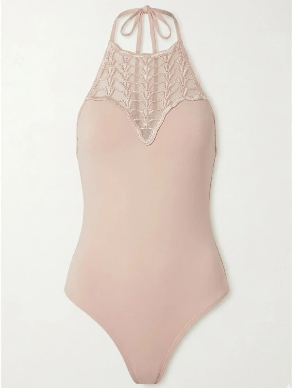 Forever 21 Blush Cream Crochet Halter Backless Bodysuit Swimmer Fits S